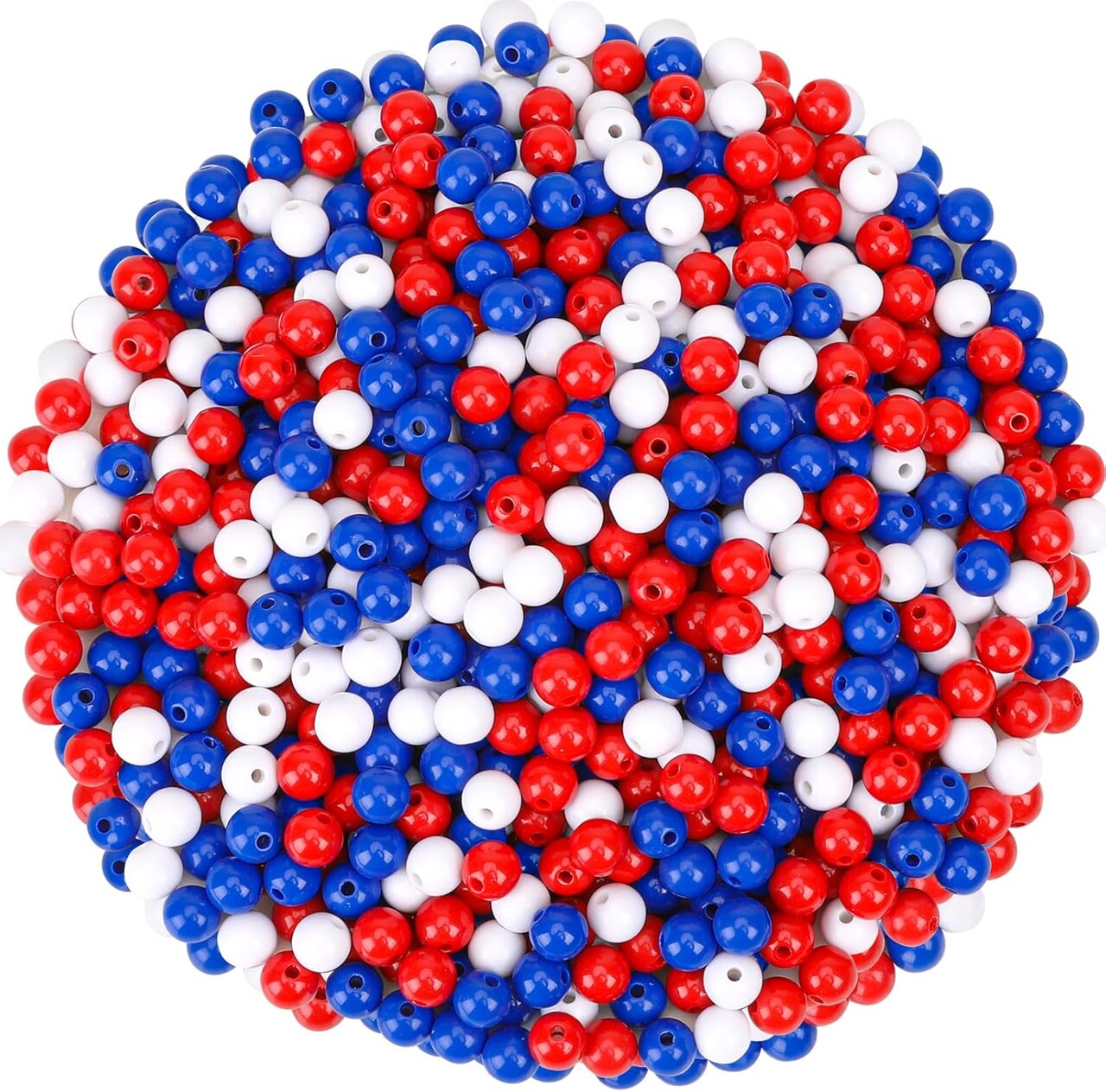 1200pcs Red, White & Blue Beads – Round Patriotic Beads for 4th of July Jewelry Making, DIY Necklaces, Bracelets, Hair Accessories, and Independence Day Crafts